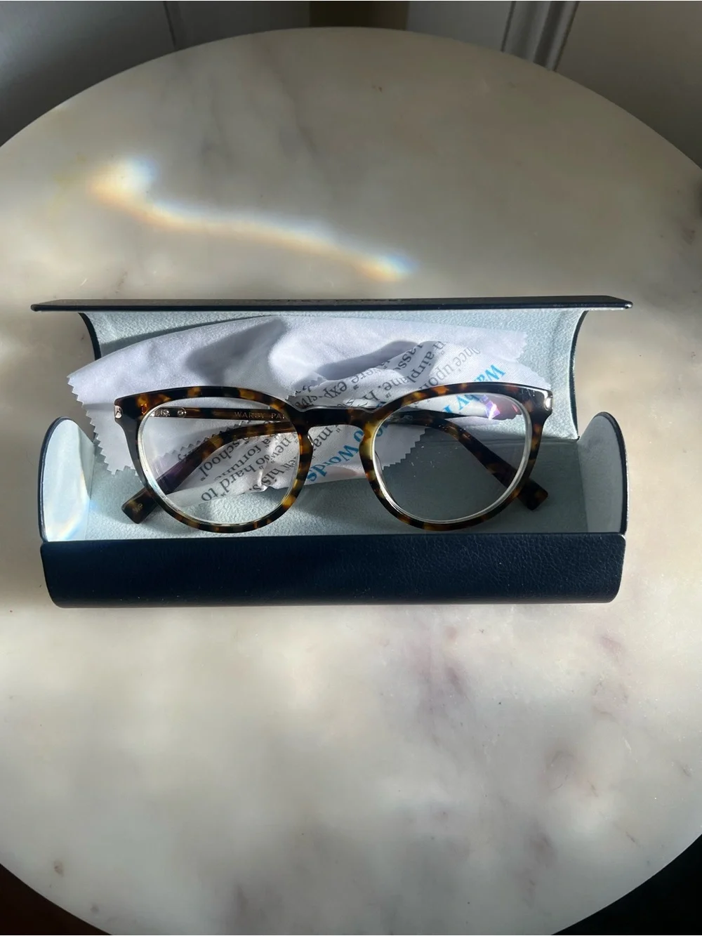 Warby Parker Round Tortoiseshell Eyeglasses with Original Case